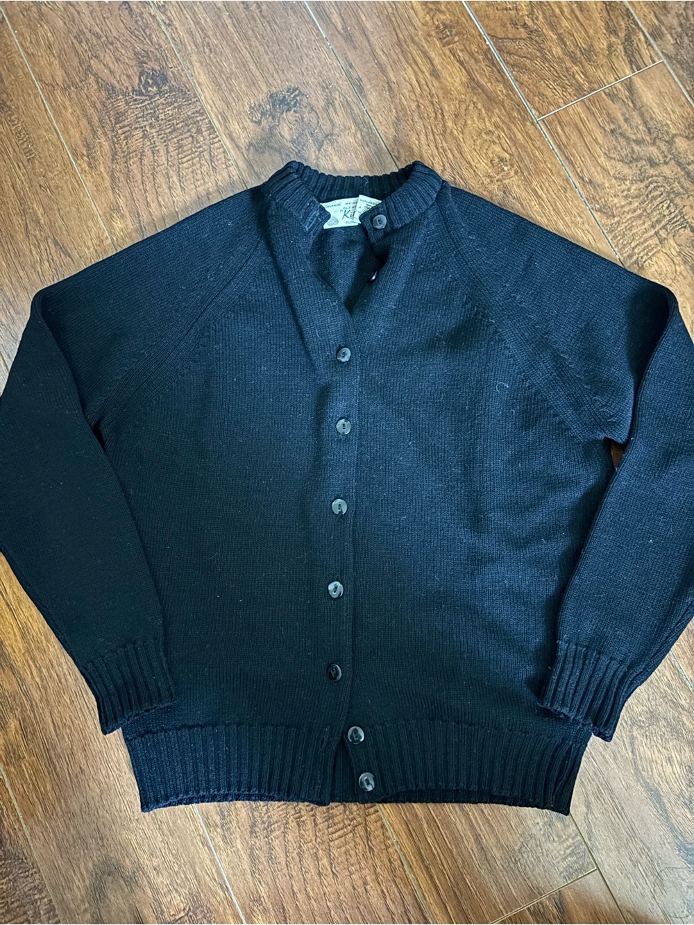 Vintage 60s women’s Black Button-Front Knit Cardigan new condition